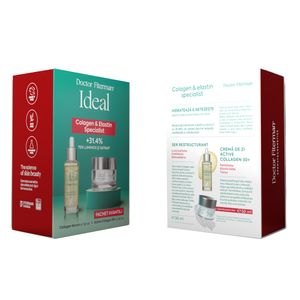 Set pentru cadou Doctor Fiterman Ideal Colagen & Elastin Specialist: Ser restructurant, 30 ml + Crema de zi Active Collagen 30+, 50 ml