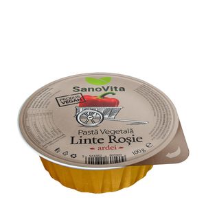 Pasta vegetala tartinabila din linte rosie cu ardei rosu Sanovita, 100 g