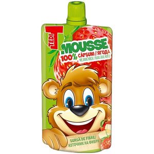 Mousse de fructe Tedi cu aroma de capsuni, 100 g