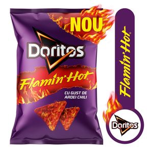 Tortilla chips cu gust de ardei chili Doritos Flamin’ Hot, 75 g