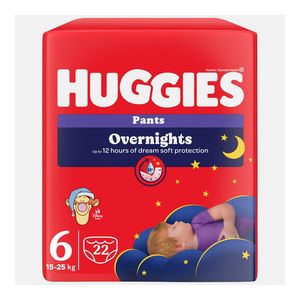 Scutece chilotel de noapte Huggies Overnights, marimea 6, 15-25 kg, 22 bucati