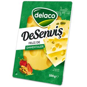 Cascaval emmentaler felii Delaco De Senvis, 100 g