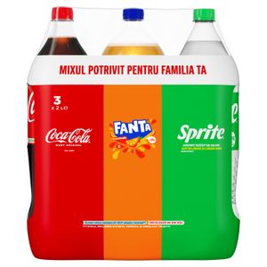 Bautura carbogazoasa Coca-Cola, Fanta, Sprite, 3 x 2 l