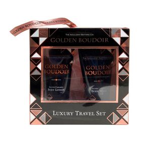 Set pentru cadou Goden Boudoir Luxury Travel Set: Gel de dus, 50 ml + Lotiune de corp, 50 ml + Burete de corp