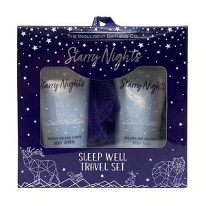 Set pentru cadou Starry Night Sleep Well Travel Set: Lotiune de corp, 50 ml + Gel de dus, 50 + Burete de corp