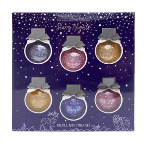 Set pentru cadou Starry Night Bauble Bath Foam Set: Bombe de baie, 6 x 30 ml