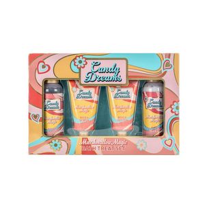 Set pentru cadou Candy Dreams Marshmallow Magic: Gel de dus, 100 ml + Lotiune de corp, 50 ml + Exfoliant de corp, 50 ml + Crema de baie, 100 ml