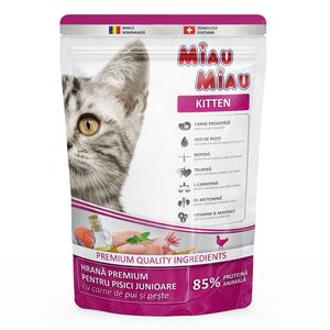 Hrana uscata pentru pisici junioare Miau Miau Kitten, somon, 800 g