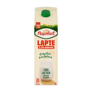 Lapte de consum integral Napolact, fara lactoza, 3.5% grasime, 1 l