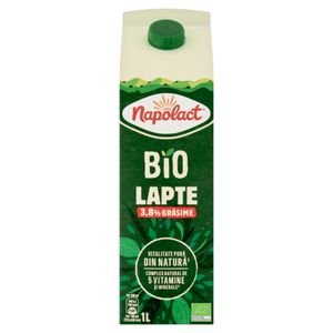 Lapte de consum integral BIO Napolact, 3.8% grasime, 1 l