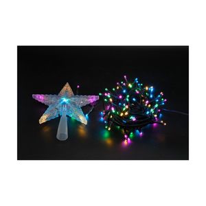 Instalatie de Craciun cu varf pentru brad Actuel, 160 LED-uri, 9.5 m, multicolor