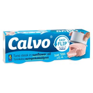 Ton in ulei de floarea soarelui Calvo Easy Flip, 3 x 65 g