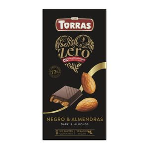 Ciocolata neagra fara zahar cu 72% cacao si migdale Torras, 150 g