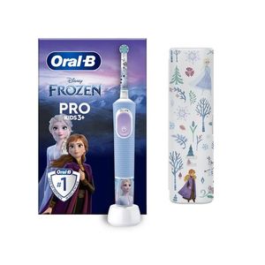 Periuta de dinti electrica pentru copii Oral-B Pro Kids Frozen, 2 programe, husa de calatorie, +3 ani, albastru