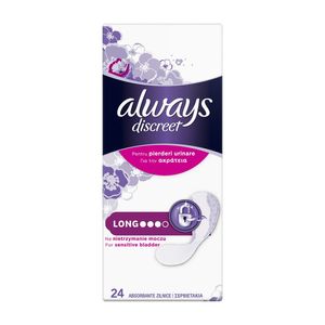 Absorbante zilnice pentru incontinenta urinara Always Discreet Long, 24 bucati