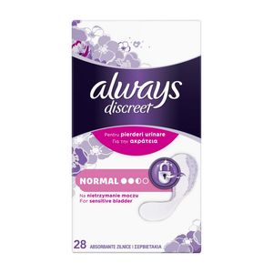 Absorbante zilnice pentru incontinenta urinara Always Discreet Normal, 28 bucati