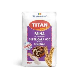 Faina de grau alba superioara 000 Titan, pentru cozonac, 1 kg