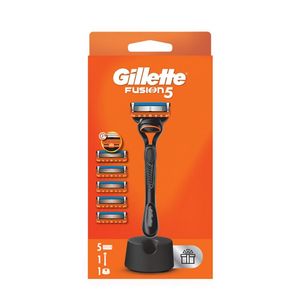 Aparat de ras Gillette Fusion5 cu suport pentru aparatul de ras, maner + 4 rezerve