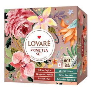 Colectie de ceai asortat Lovare Prime Tea Set, 90 pliculete, 157.5 g