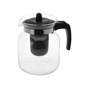 Ceainic cu infuzor Koopman, sticla borosilicata, 1500 ml, maner si capac negru