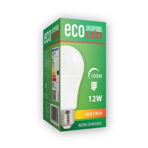 Bec LED Super, 12W, A60, E27, 100W, lumina calda