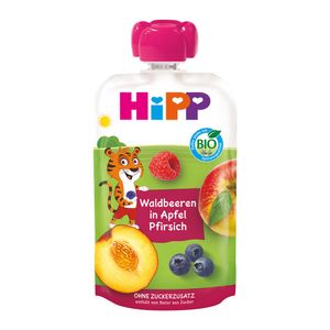 Piure Hipp cu mere, piersici si fructe de padure, de la 1 an, 100 g