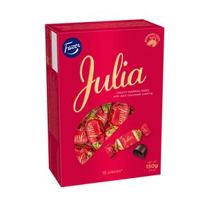 Praline de ciocolata amaruie si jeleu cu aroma de fructe Fazer Julia, 150 g