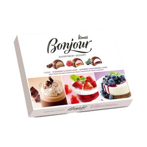 Desert glazurat din biscuiti Konti Bonjour, diverse arome, 348 g