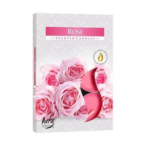 Set 6 lumanari parfumate pastila, cu aroma Rose Bispol, 4h