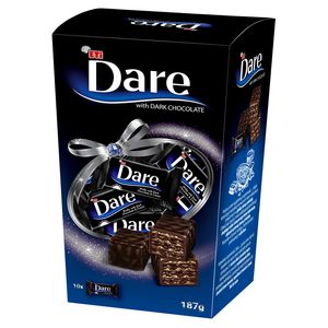 Napolitane cu cacao si glazurata de ciocolata amaruie Dare, 187 g