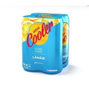 Bere blonda fara alcool cu aroma de lamaie Ursus Cooler, 4 x 0.5 l