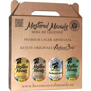 Bere artizanala blonda si aramie Mesterul Manole, diverse sortimente, 4 x 0.5 l