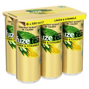 Bautura necarbogazoasa cu ceai negru, lamaie si citronela Fuzetea, doza, 6 x 0.33 l