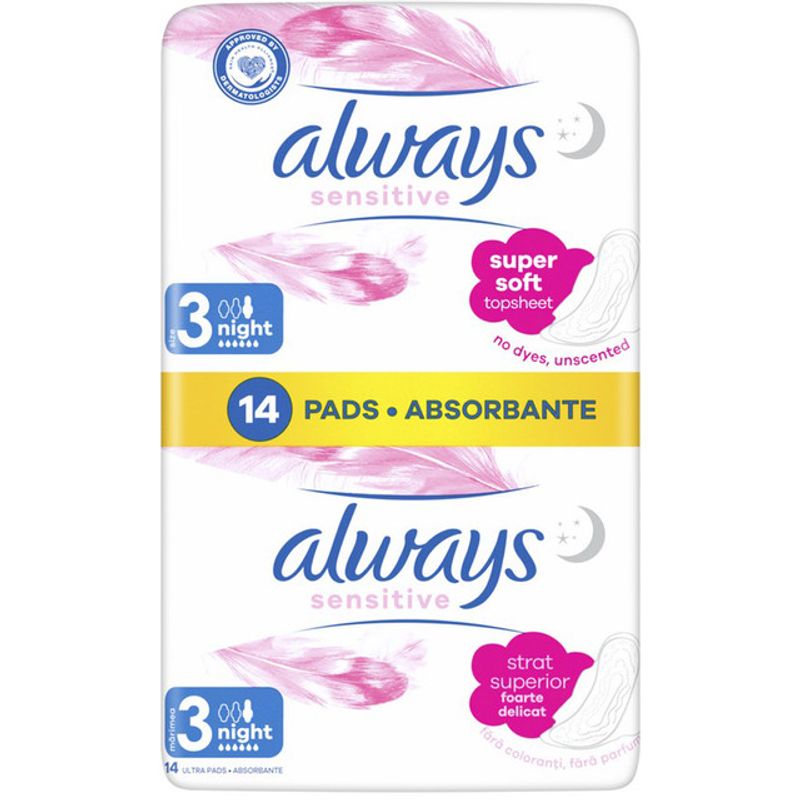 absorbante-always-sensitive-night-super-soft-marimea-3-14-bucati