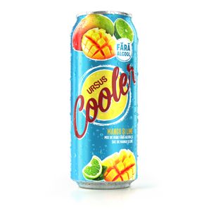 Bere blonda fara alcool cu aroma de mango si lime Ursus Cooler, 0.5 l