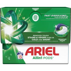 Detergent capsule pentru rufe Ariel All in 1 Pods Mountain Spring, 15 bucati