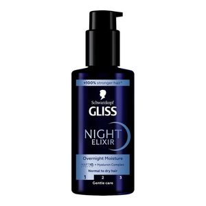 Ser tratament pentru par normal spre uscat Schwarzkopf Gliss Night Elixir Overnight Moisture, 100 ml