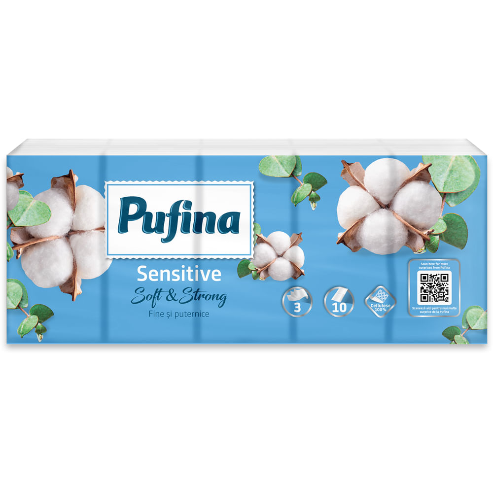 Servetele nazale Pufina Lux, 3 straturi, 10 pachete