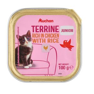 Pate cu pui si orez pentru pisici juniore Auchan, 100 g