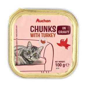 Hrana umeda pentru pisici adulte Auchan, curcan, 100 g