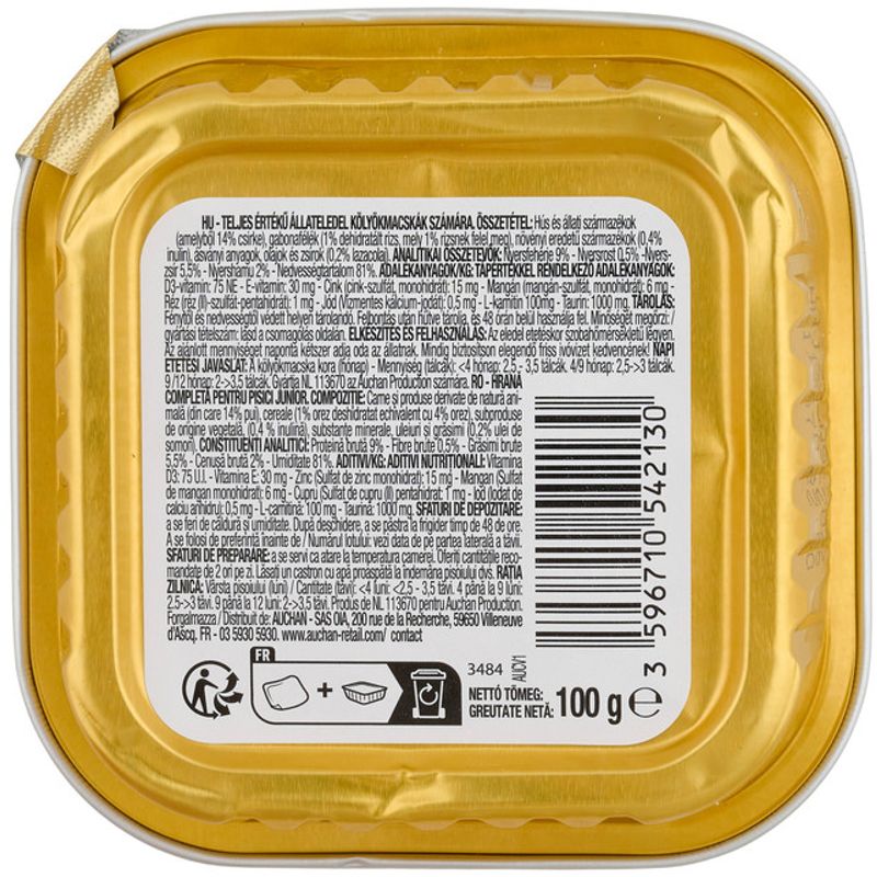 pate-cu-pui-si-orez-pentru-pisici-juniore-auchan-100-g
