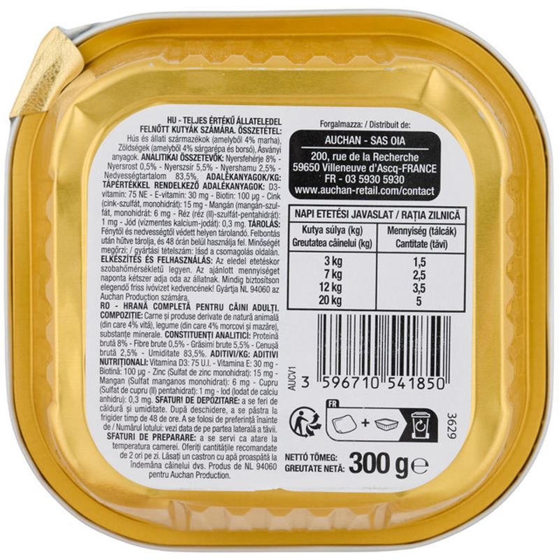 pate-cu-vita-si-legume-pentru-caini-adulti-auchan-300-g