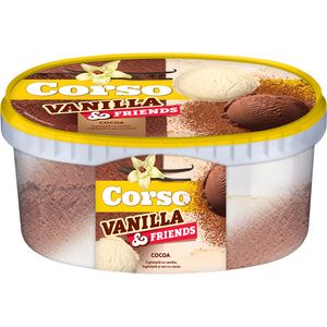 Inghetata cu vanilie, cacao si sos de cacao Corso Vanilla & Friends, 1200 ml