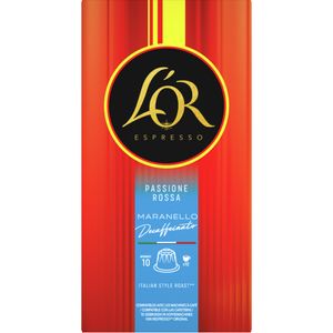Capsule cafea decofeinizata L'Or Passione Rossa Maranello Decaffeinato, compatibile Nespresso, 10 capsule