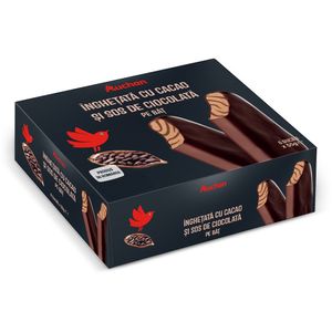 Pachet de inghetata pe bat cu aroma de cacao Auchan, 6 x 55 g