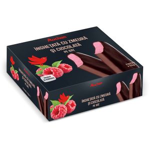 Pachet de inghetata pe bat cu aroma de zmeura Auchan, 6 x 55 g