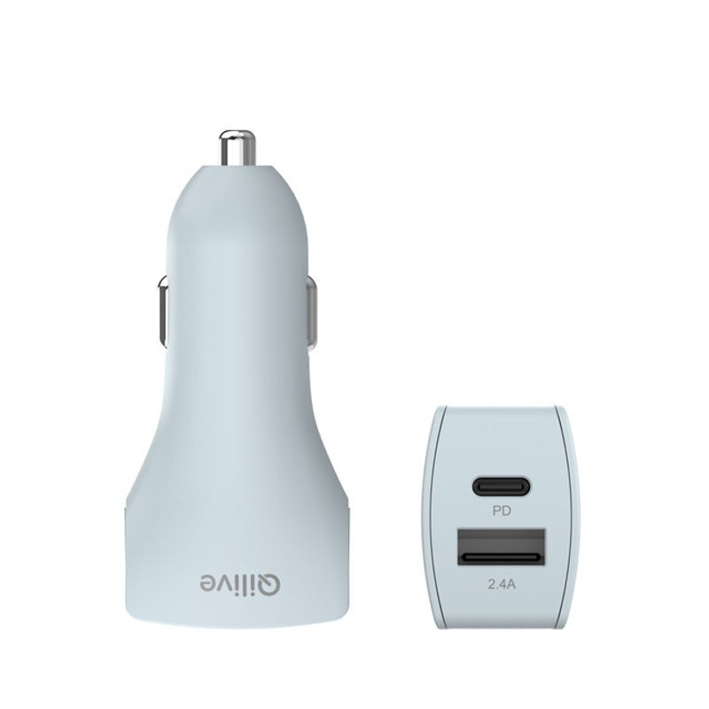 incarcator-auto-qilive-usb-a-usb-c-albastru-deschis