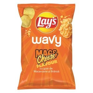 Chipsuri cu gust de macaroane cu branza Lay's Wavy, 115 g