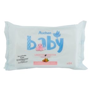 Servetele umede bebelusi Auchan Baby, cu ulei de migdale dulci, 64 bucati