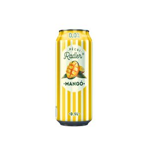 Bere blonda fara alcool cu aroma de mango Pecsi Radler, doza, 0.5 l